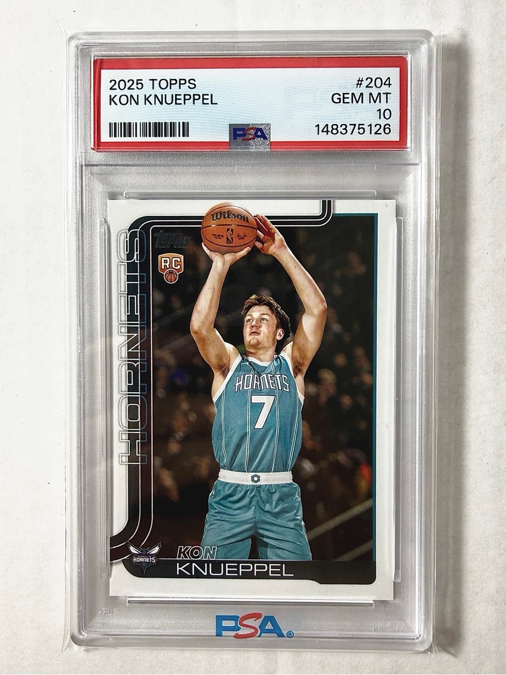 Kon Knueppel 2025 Topps PSA Gem Mint Basketball Card - Hornets Teal PSA 10